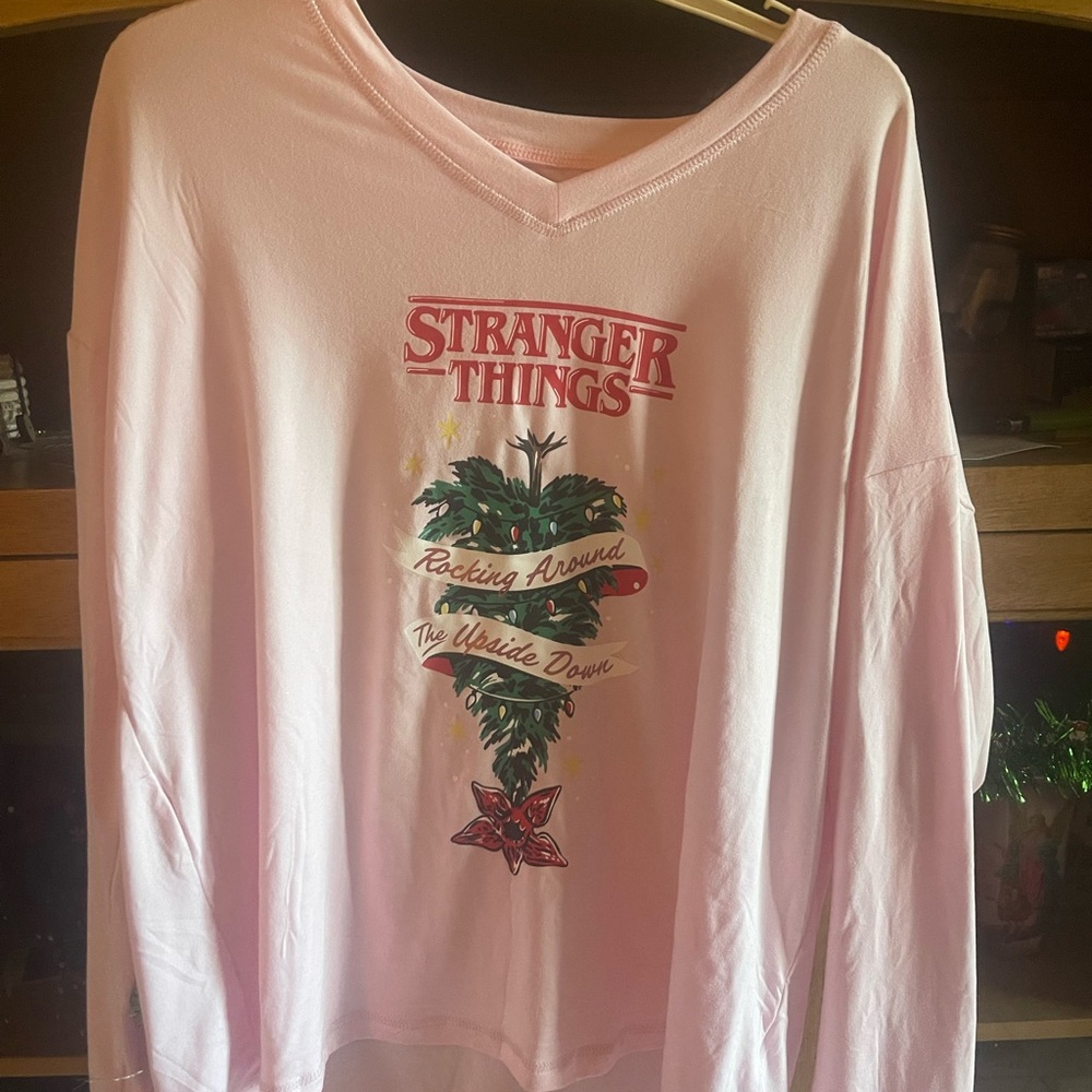 Stranger Things Pink Long Sleeve Shirt/Pants/Socks Pajama Set